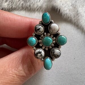 Kingman Turquoise and White Buffalo Ring